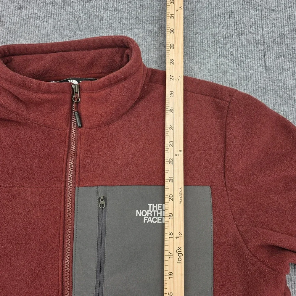 The North Face Mens Full Zip Fleece Jacket Burgundy Grey Large L Gorpcore Hiking